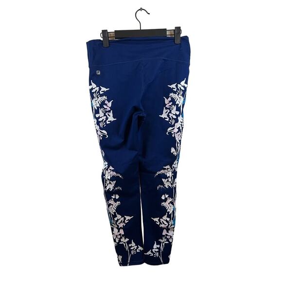 Fabletics Blue Leggings w/floral design Size Large - Picture 2 of 8
